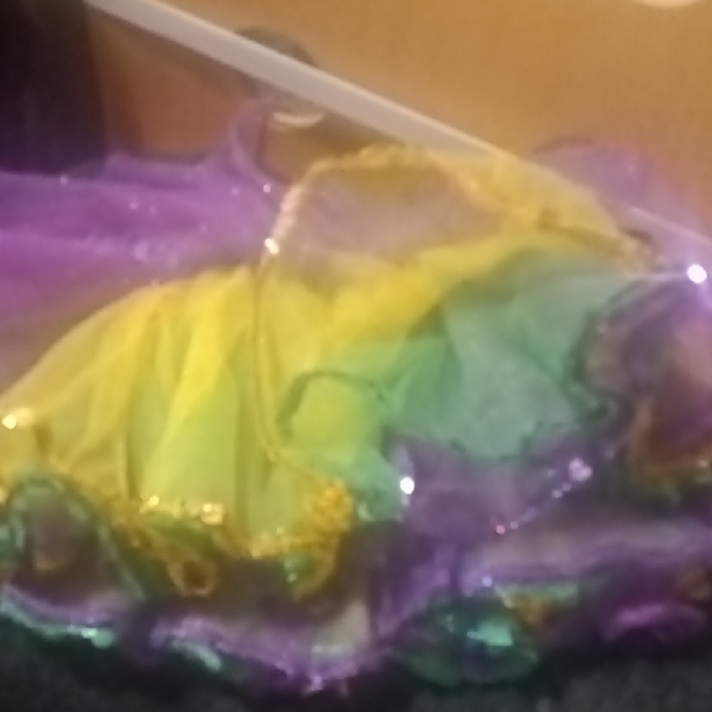 Festive Kids Costume with Purple and Green Stripes - Picture 3 of 7